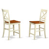 East West Furniture Quincy 11" Wood Counter Stools in Cream/Cherry (Set of 2)