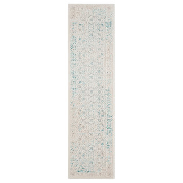 Safavieh Passion Collection PAS405 Rug, Turquoise/Ivory, 2'2" X 8'
