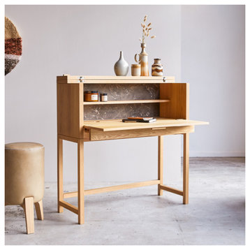 Solid Oak and Marble Desk | Tikamoon Eyota