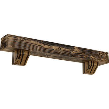 Sandblasted Faux Wood Fireplace Mantel Kit w/ Ashford Corbels