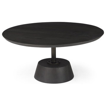 Black Wooden Pedestal Base Coffee Table