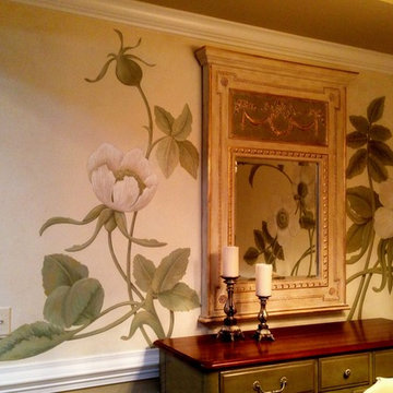 DeCandolle's Roses painted on metallic gold glazed background
