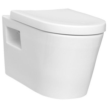 Sleek Round White Ceramic Wall Toilet With Seat