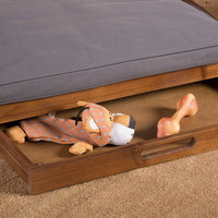 GDF Studio Frenty Mid Century Modern Dark Oak Acacia Wood Dog Bed With Storage