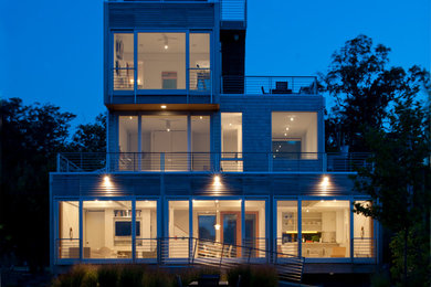Inspiration for a modern wood exterior home remodel in DC Metro