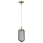 Acclaim Lighting - Reece 1-Light Aged Brass Mini-Pendant - Reece combines mid-century modern and industrial styling.  Elongated black wire cage shades contrast beautifully with its aged brass finish.  Reece will complement any style of decor.Mini-PendantAged Brass finishBlack Cylindrical Metal Cage ShadeMid-Century Modern StyleRequires 1 60-Watt Max Medium Base BulbInstallation hardware included1 Year Warranty  This light requires 1 ,  Watt Bulbs (Not Included) UL Certified.