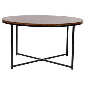 Hampstead Coffee Table Accent Table With Crisscross Frame, Walnut, Matte Black