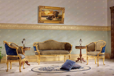 French Louis XIV style hand carved, gilded and patinated Deluxe Sofa Set