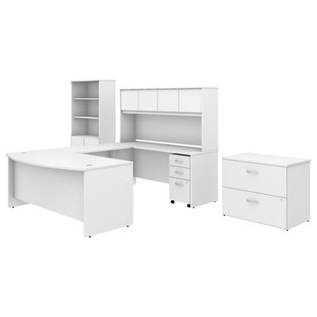 Pemberly Row 72W x 36D U Shaped Desk Office Suite in White - Engineered Wood