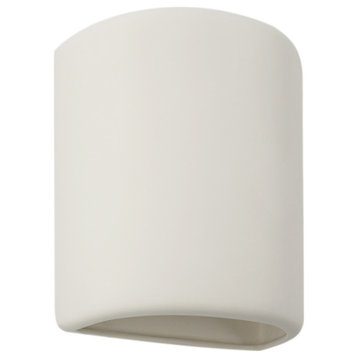 Eliot Half Cylinder Outdoor Wall Light, Paintable Bisque, Closed Top