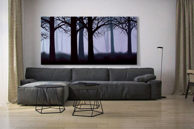 Tanner's "Lavender Forest" gilcée in a minimal modern living room setting.