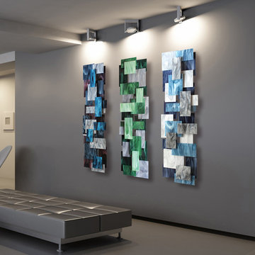 "Tryptic" Glass and Metal Wall Sculpture