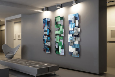 "Tryptic" Glass and Metal Wall Sculpture