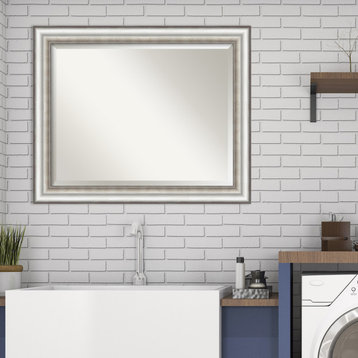 Salon Silver Beveled Bathroom Wall Mirror - 33.25 x 27.25 in.
