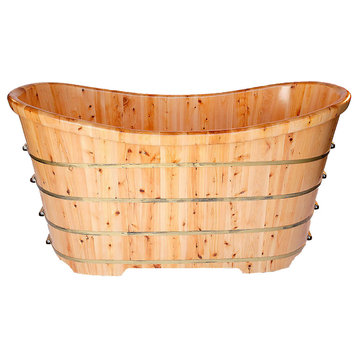 ALFI brand AB1105 63" Cedar Soaking Bathtub for Freestanding - Natural Wood