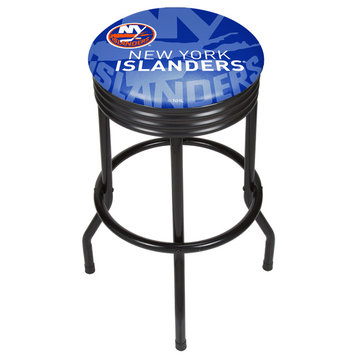 NHL Black Ribbed Bar Stool, New York Islanders