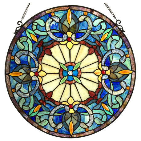 Chloe Lighting Frances Tiffany-Glass Victorian Window Panel, 22"