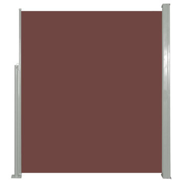 vidaXL Retractable Side Awning 63"x196.9" Brown Privacy Screen Shade Blind
