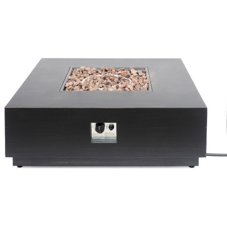 Jasmine Outdoor 50,000 BTU Square Fire Pit, No Tank Holder, Brushed Brown