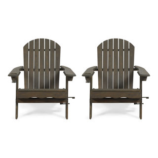 Javion Outdoor Acacia Wood Folding Adirondack Chairs, Set of 2 ...