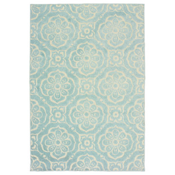 Ibiza Floral Medallions Blue/ Ivory Indoor/Outdoor Area Rug, 9'10"x12'10"