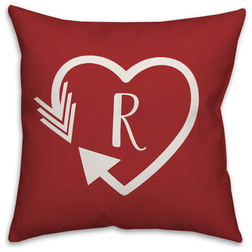 Heart Monogram - R 18x18 Indoor / Outdoor Pillow