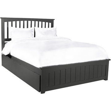 AFI Mission Solid Wood Queen Bed and Footboard with Storage Drawers in Gray