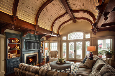Example of a beach style family room design in Wilmington