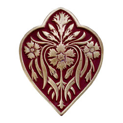 Inviting Home Inc. - Dianthus Knob, Antique-Style Brass-Cayenne - Cabinet And Drawer Knobs
