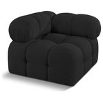 Meridian Furniture - Ames Boucle Fabric Modular Chair, Black, Corner Chair - Introduce a touch of modern sophistication to your living area with the exquisite Ames Boucle Fabric Corner Chair. With plush black boucle fabric and unique design, it will elevate the visual appeal of your living space. This elegant and captivating corner chair an be mixed and matched with other pieces from the collection to create an endless array of stunning looks. So, get ready to transform your living area into an inviting and stylish haven with the Ames Boucle Fabric Corner Chair.