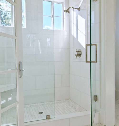 large format shower tile, size and layout?