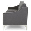 Heidi Modern Fabric 3 Seater Sofa, Dark Granite/Silver