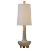 Elegant Curved Stone and Brass Table Lamp, Buffet Slim Tall