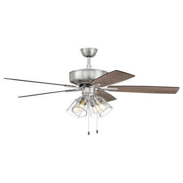 Craftmade Pro Plus 52" Ceiling Fan With Light Kit, Brushed Polished Nickel