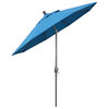 9' Grey Push-Button Tilt Crank Lift Aluminum Umbrella, Olefin, Frost Blue