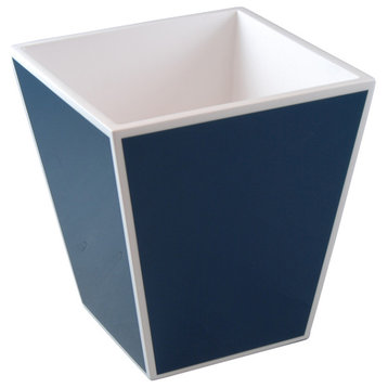 Navy Blue with White Lacquer Bathroom Accessories, Waste Basket