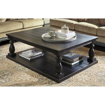 Ashley Furniture Mallacar Rectangular Wood Coffee Table in Black