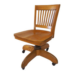 Solid Oak Swivel Chair - SOLD - Furniture