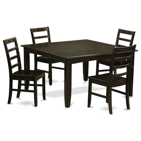 5-Piece Kitchen Set, Table With Leaf and 4 Chairs, Cappuccino