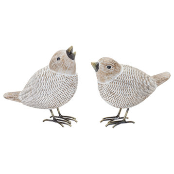 Wicker Standing Bird Figurine, 2-Piece Set