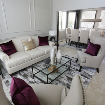 Cream Inspired Foyer, Dining, & Living Room