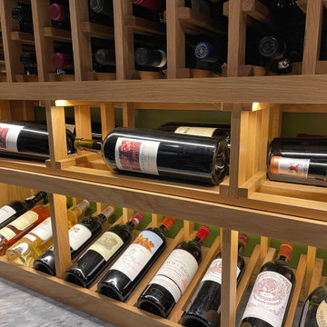 Walk-in Traditional Wine Cellar and Wooden Wine Rack Display