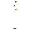 Altimira, 3 Light LED Floor Lamp, Structured Black, Brass/White Metal Shades