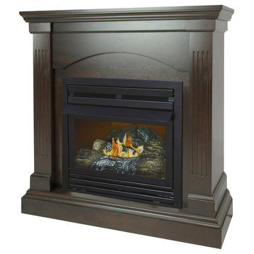 Pleasant Hearth Liquid Propane Compact Tobacco Vent Free Fireplace System, 36"