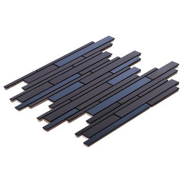 Black Industrial Stainless Steel Metal Interlock Mosaic Tile, 13"x16", Single Sh