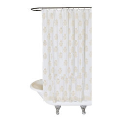 Pom Pom at Home - Shower Curtain, Bahaar, White and Gold - Shower Curtains