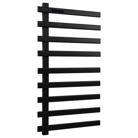 9 Flat Bar Wall-Mounted Towel Warmer, Matt Black