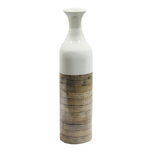 Black with Brown Heather Ann Creations Jessa 29 in Spun Bamboo Floor Vase
