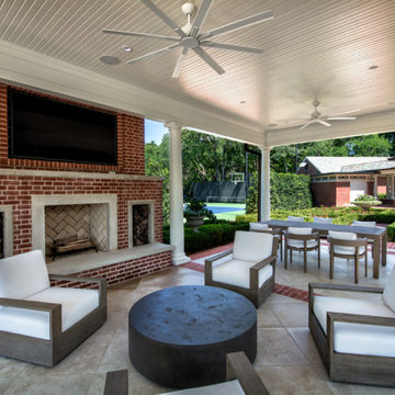 Custom Freestanding Arbor with Fireplace & Outdoor Kitchen