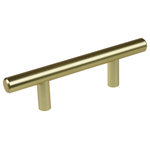 GlideRite Hardware - 2.5" Center Solid Steel 5" Bar Pull, Set of 20, Satin Gold - Give your bathroom or kitchen cabinets a contemporary look with this pack of solid steel handles with 2-1/2-inch screw spacing. These bar pulls add a modern touch to even the most traditional of cabinets and are a quick and inexpensive way to refresh a kitchen or bathroom. Standard #8-32 x 1-inch installation screws are included.